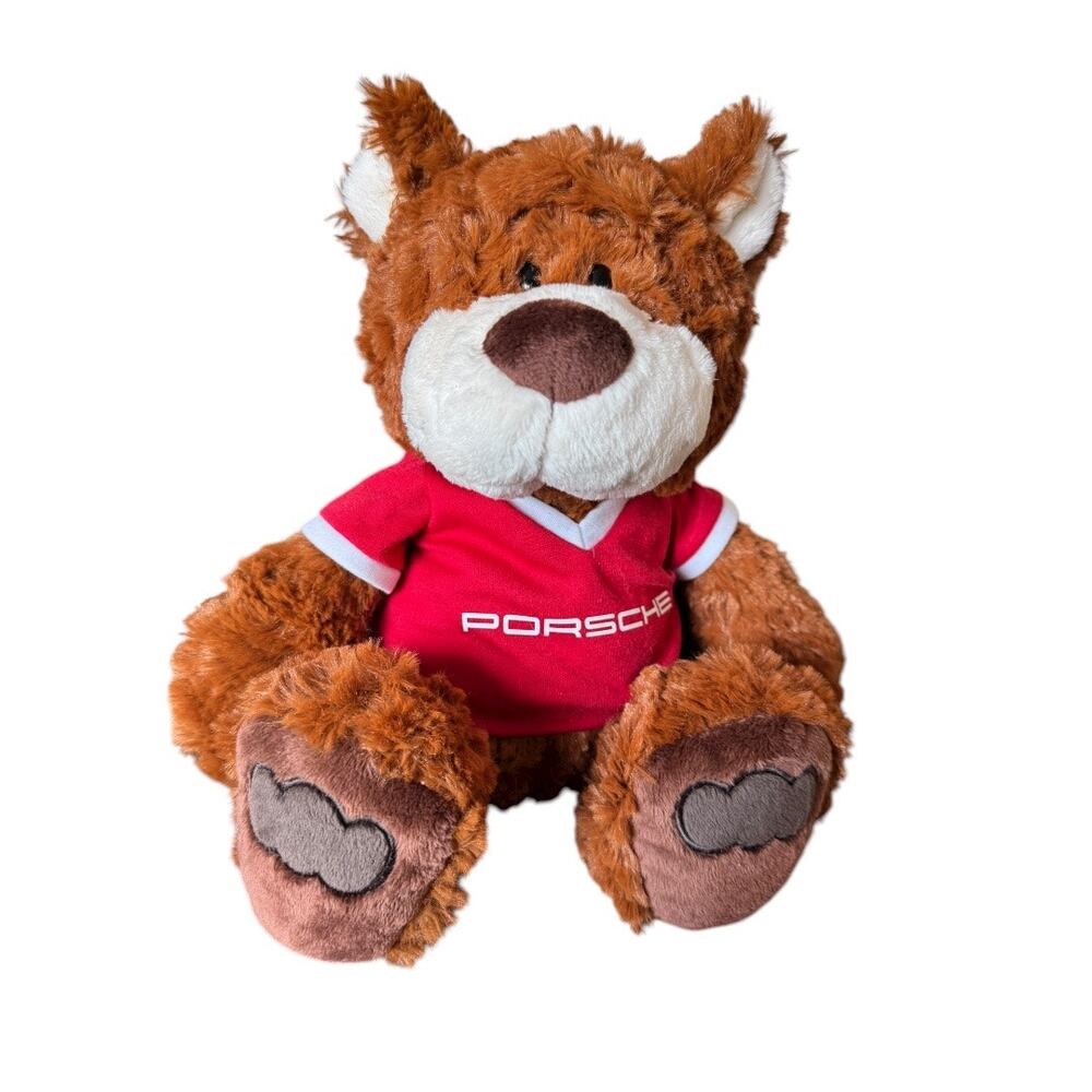 Porsche Teddy Bear Plush Brown Stuffed Animal Red Shirt Nici Germany
